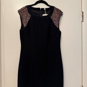 NWT - TRINA TURK BLACK DRESS WITH SEQUIN SHOULDERS- SIZE 4
